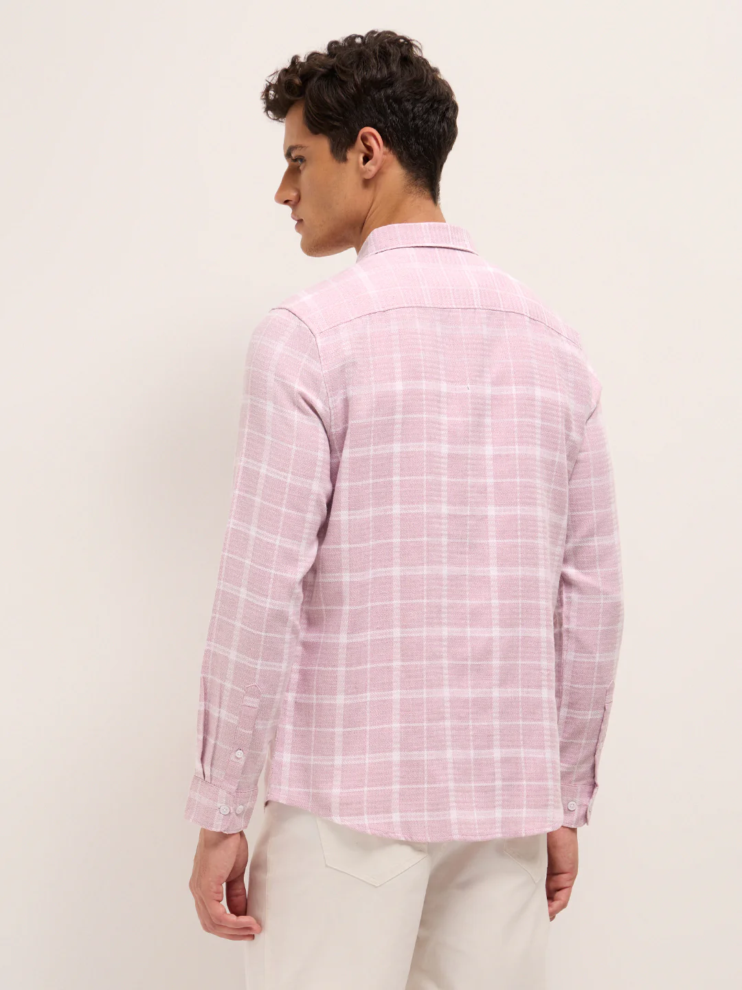 Men Cotton Herringbone Checked Shirt - Image 2