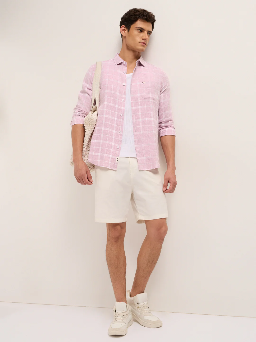 Men Cotton Herringbone Checked Shirt - Image 4