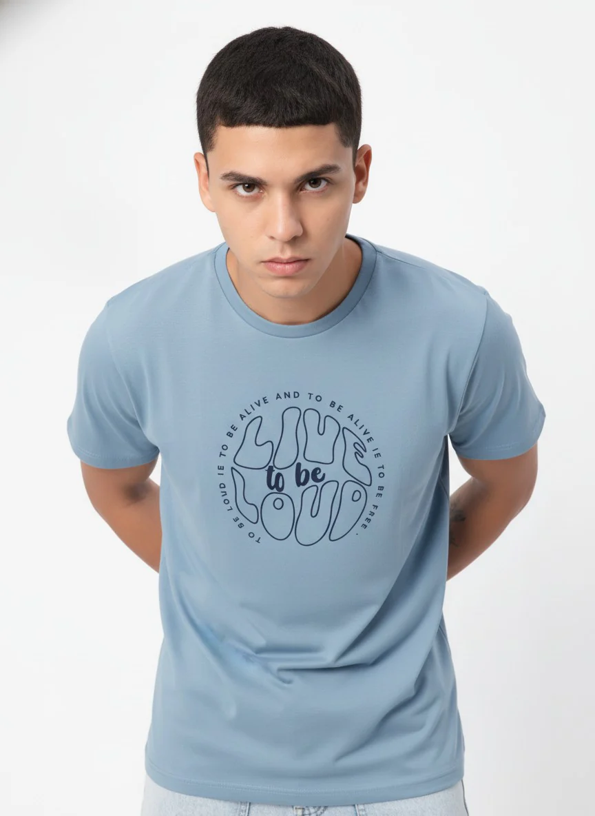 Men Cotton Ice Blue T-Shirt - Image 10