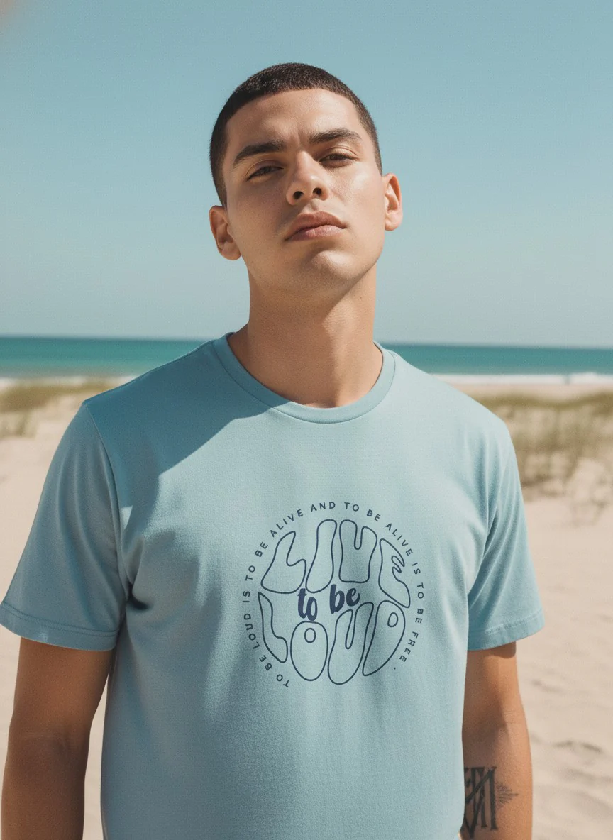 Men Cotton Ice Blue T-Shirt - Image 2