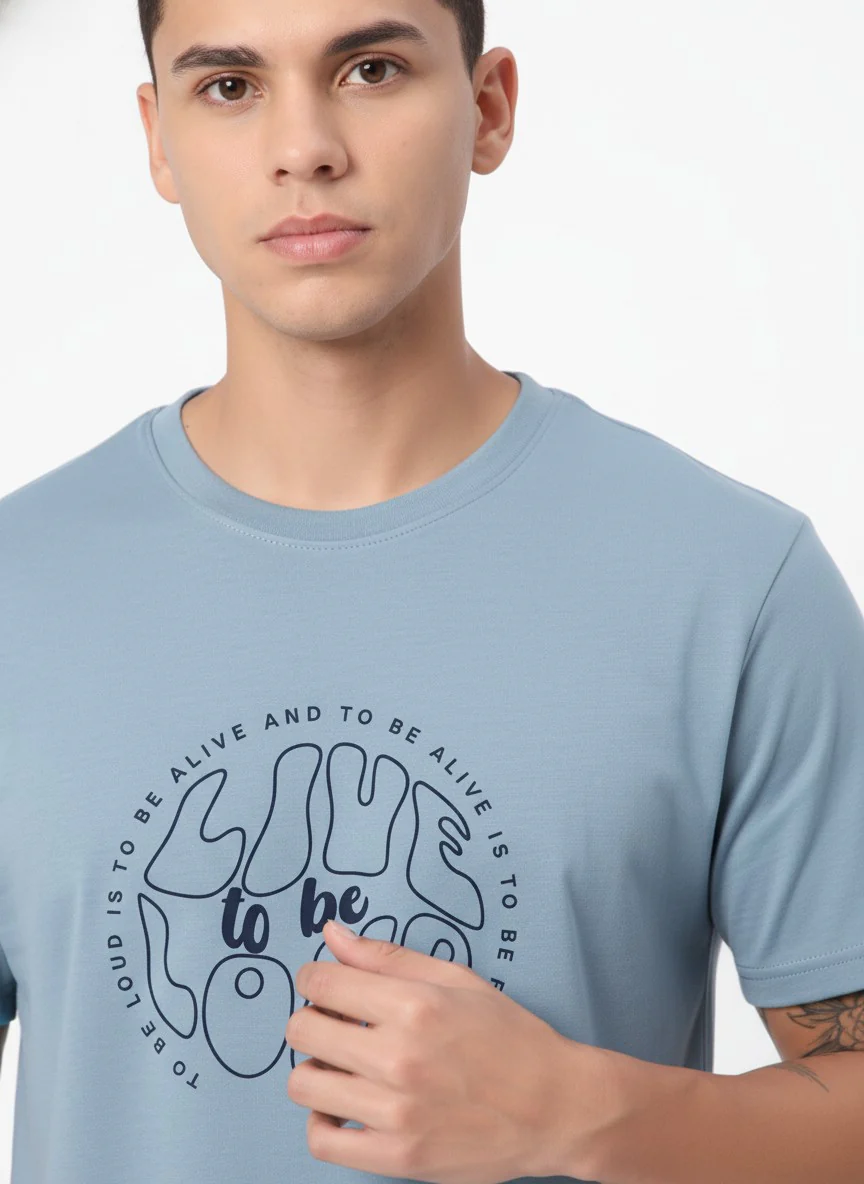 Men Cotton Ice Blue T-Shirt - Image 8