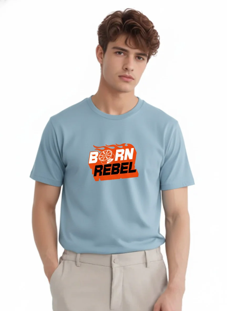Men Cotton Ice Blue T-Shirt - Image 7
