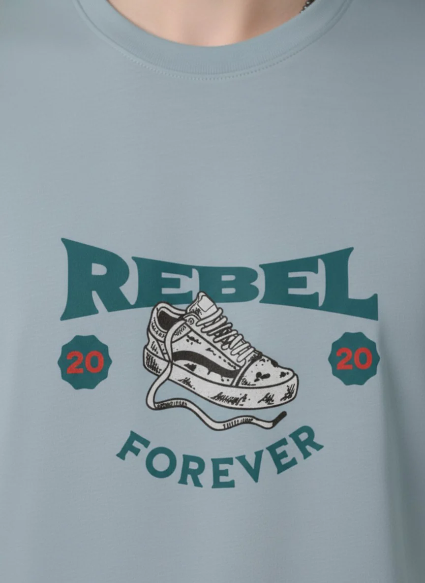 Men Cotton Ice Blue T-Shirt - Image 5