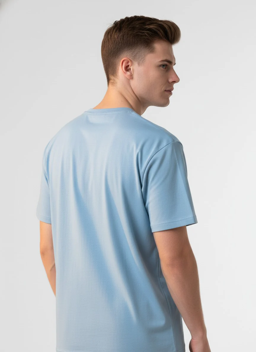 Men Cotton Ice Blue T-Shirt - Image 8