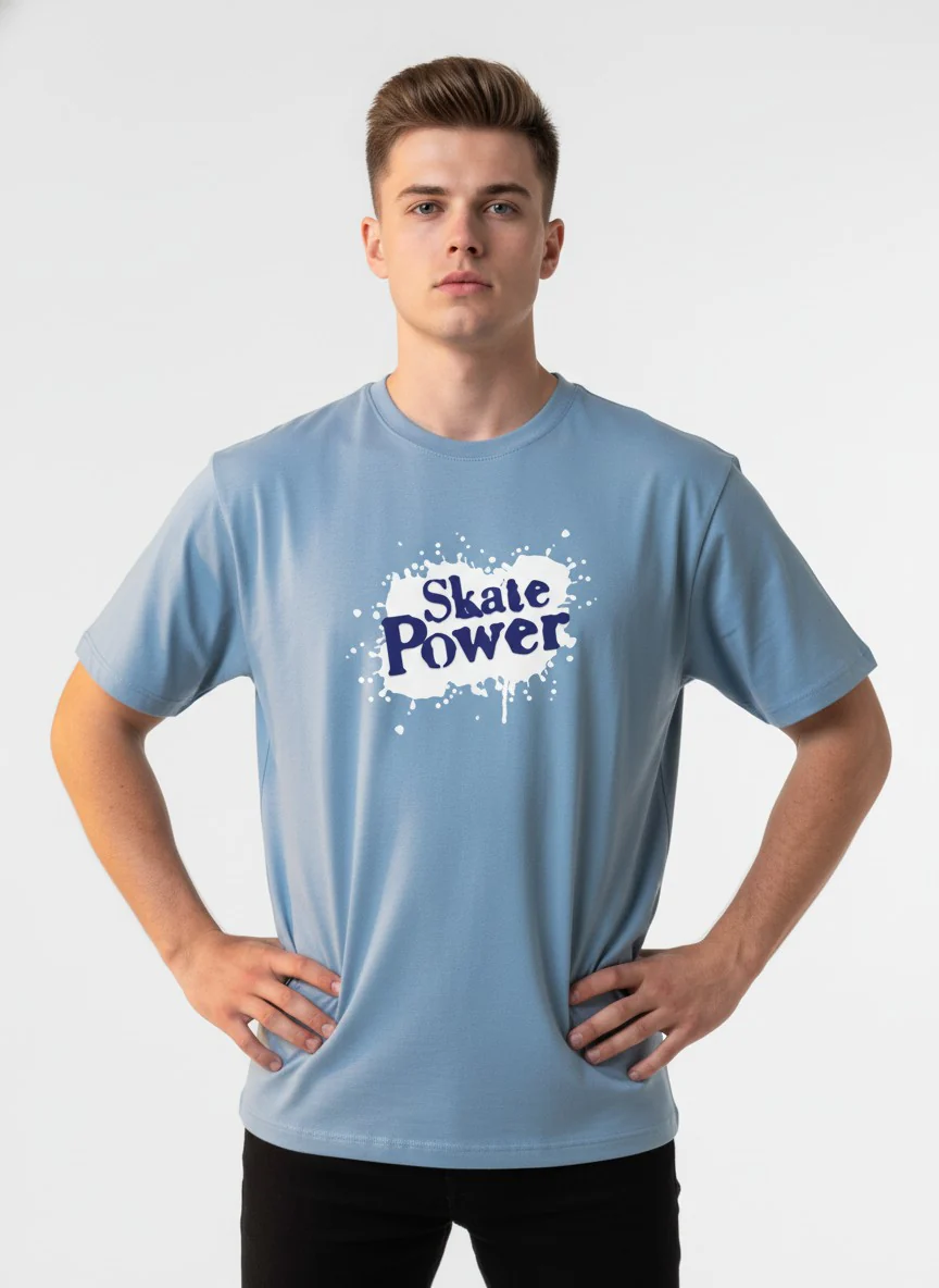 Men Cotton Ice Blue T-Shirt - Image 7