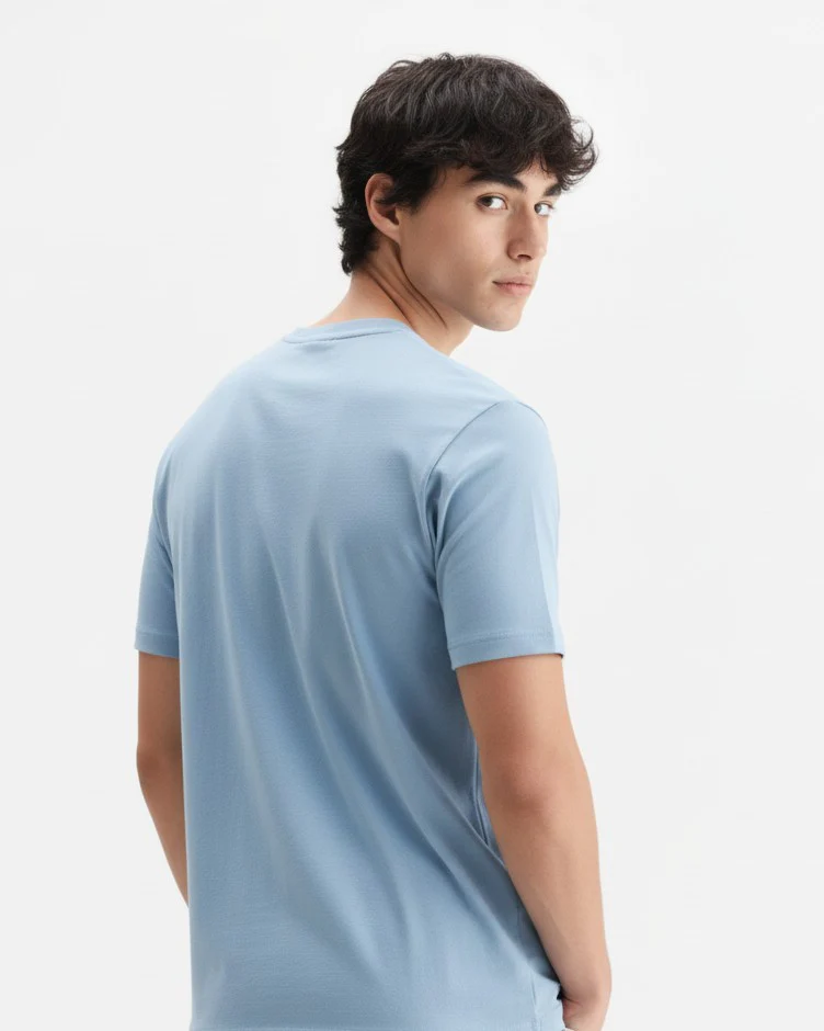 Men Cotton Ice Blue T-Shirt - Image 10