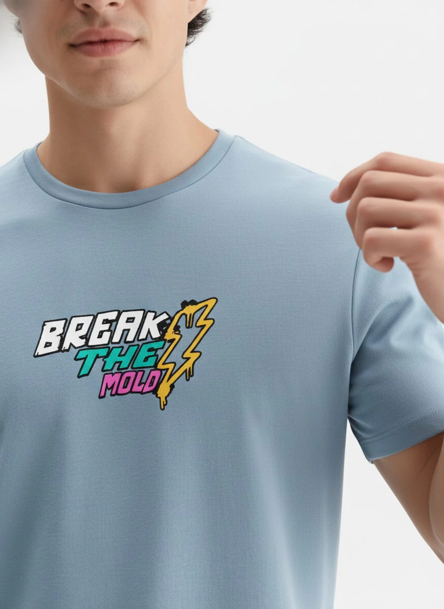 Men Cotton Ice Blue T-Shirt - Image 11