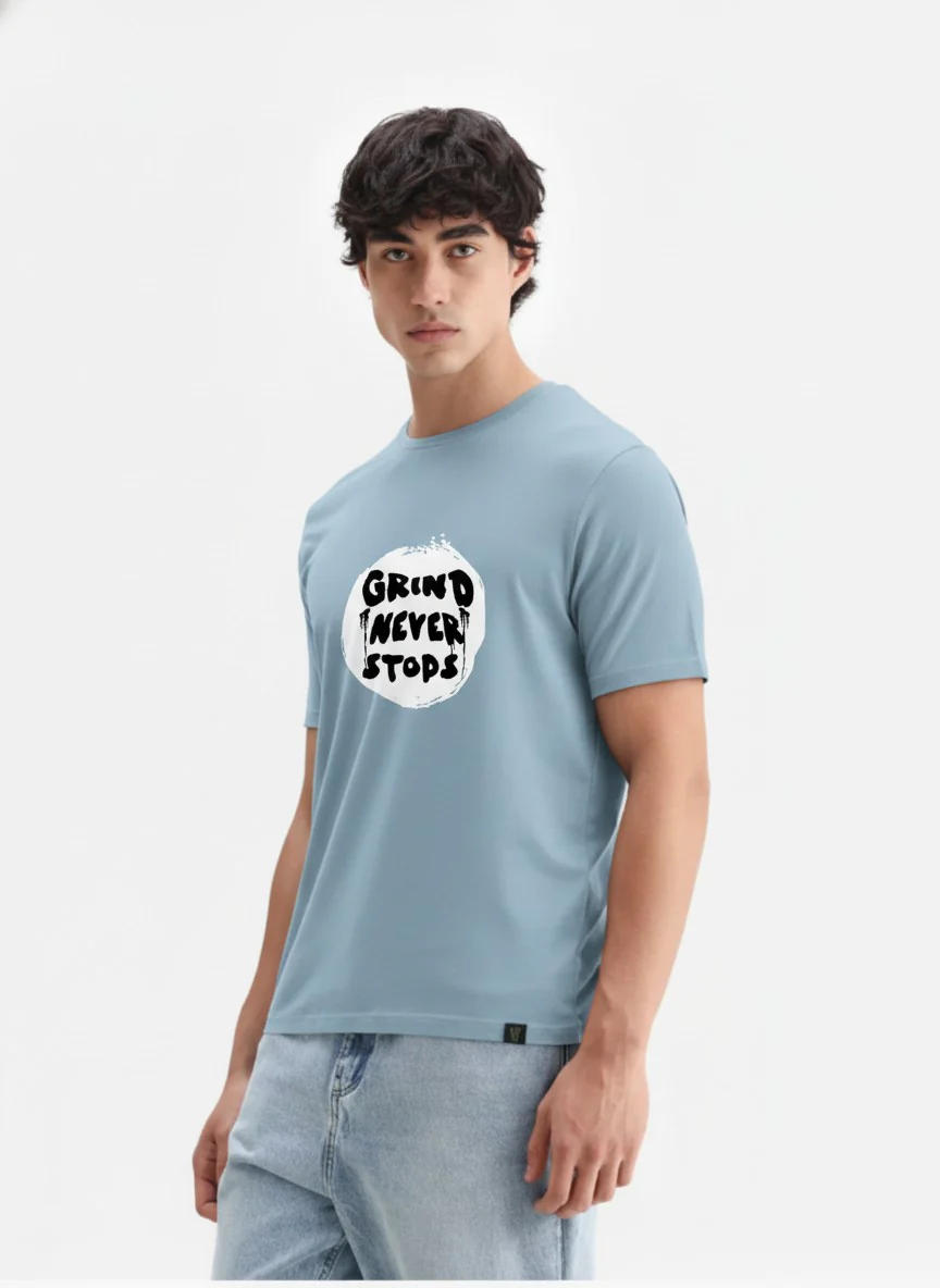 Men Cotton Ice Blue T-Shirt - Image 8