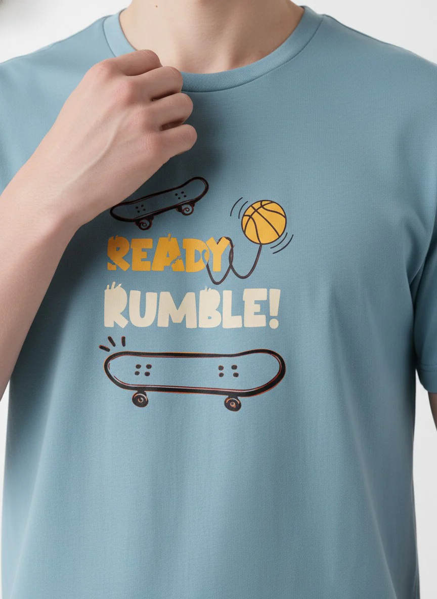 Men Cotton Ice Blue T-Shirt - Image 4