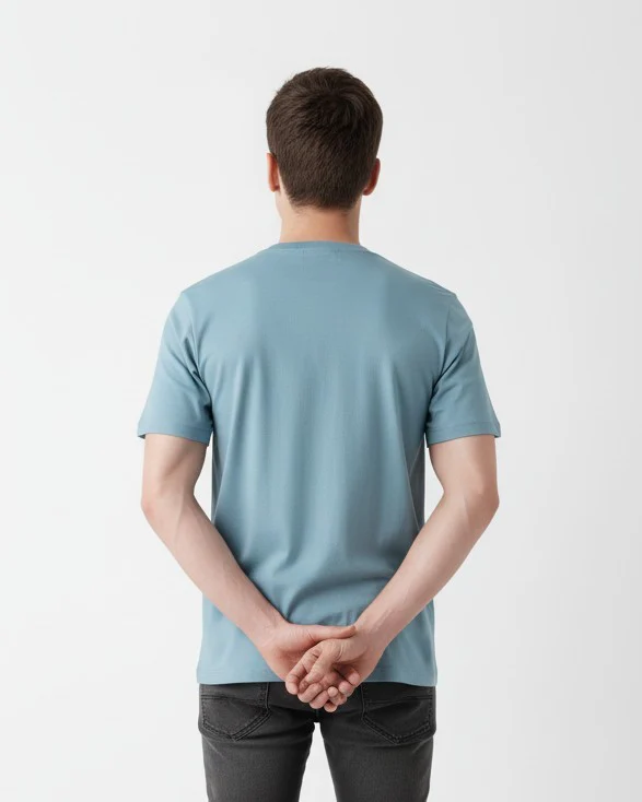 Men Cotton Ice Blue T-Shirt - Image 6
