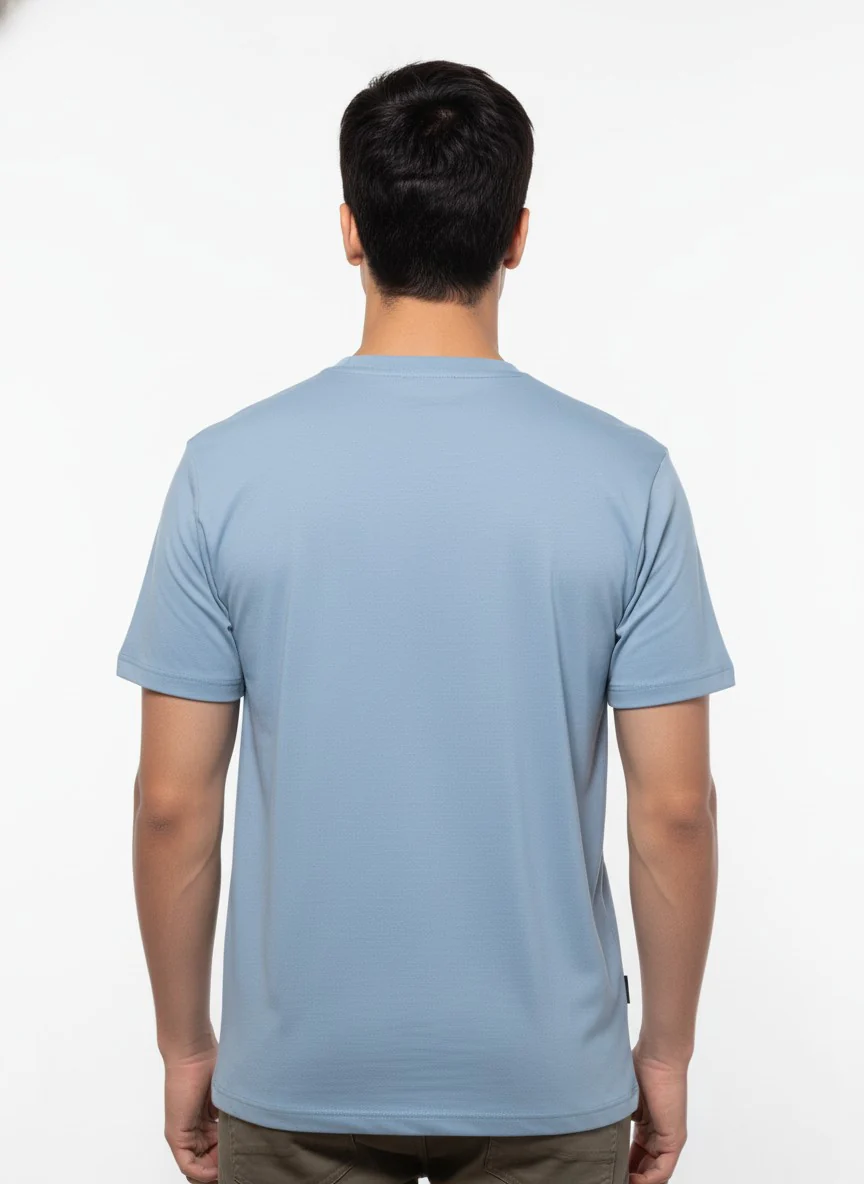 Men Cotton Ice Blue T-Shirt - Image 3