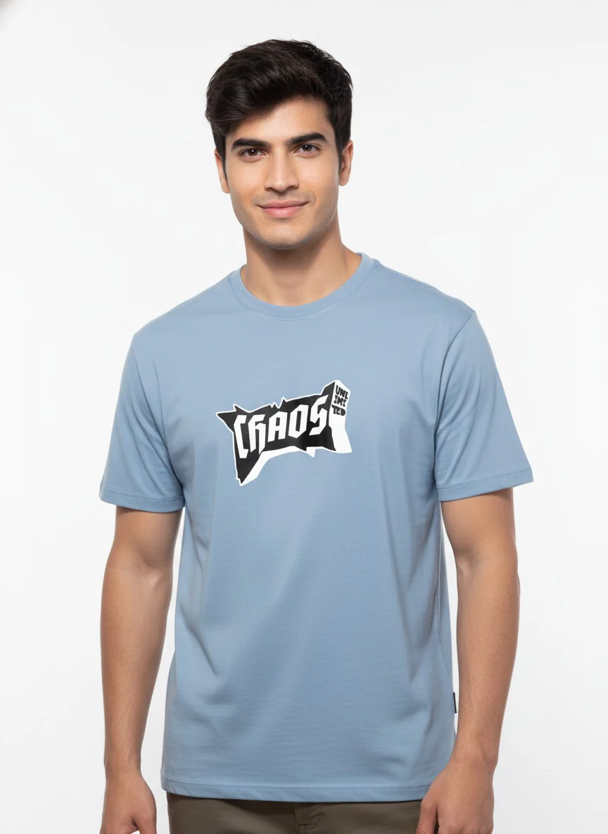 Men Cotton Ice Blue T-Shirt - Image 7