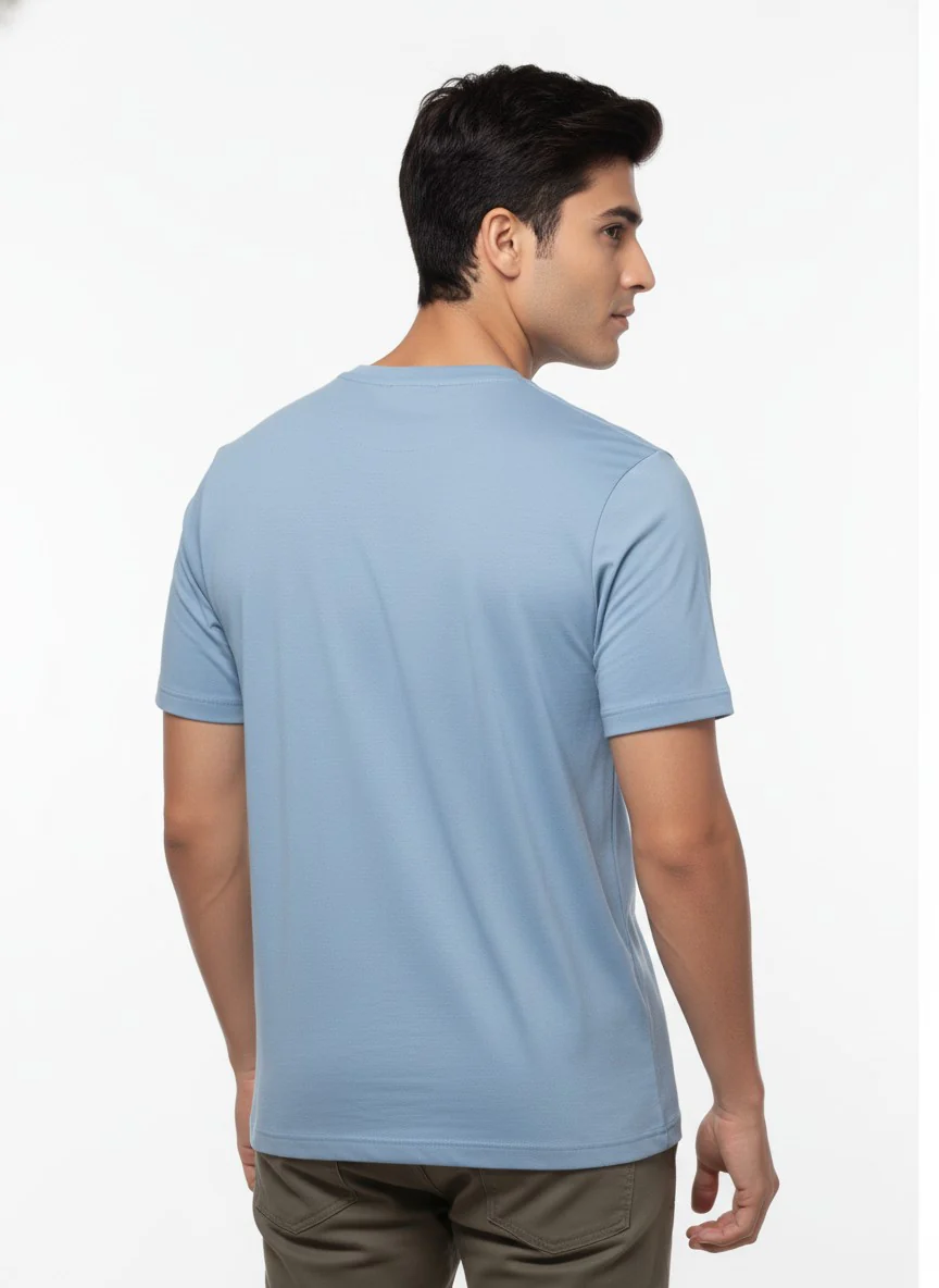 Men Cotton Ice Blue T-Shirt - Image 6