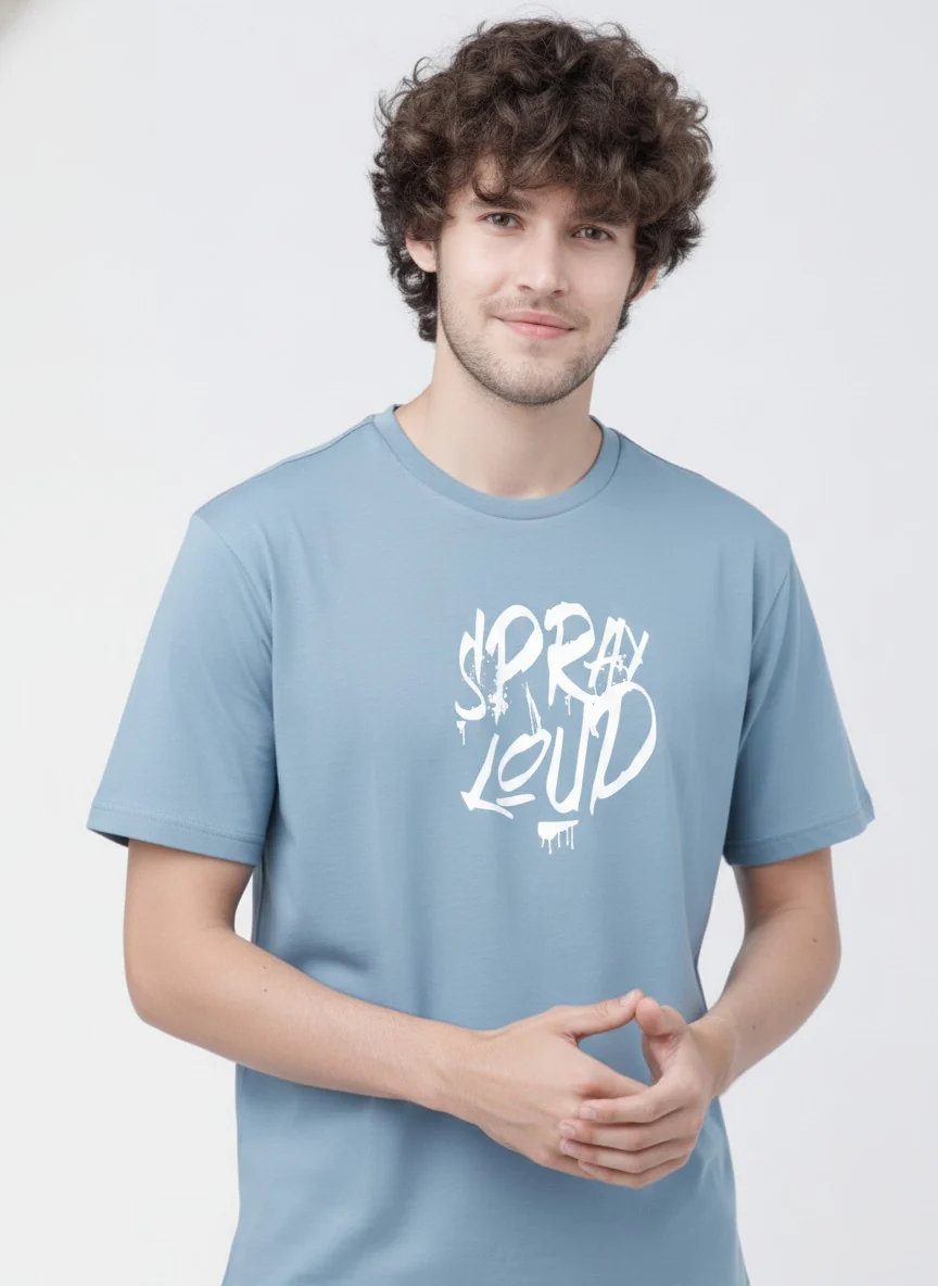 Men Cotton Ice Blue T-Shirt - Image 10