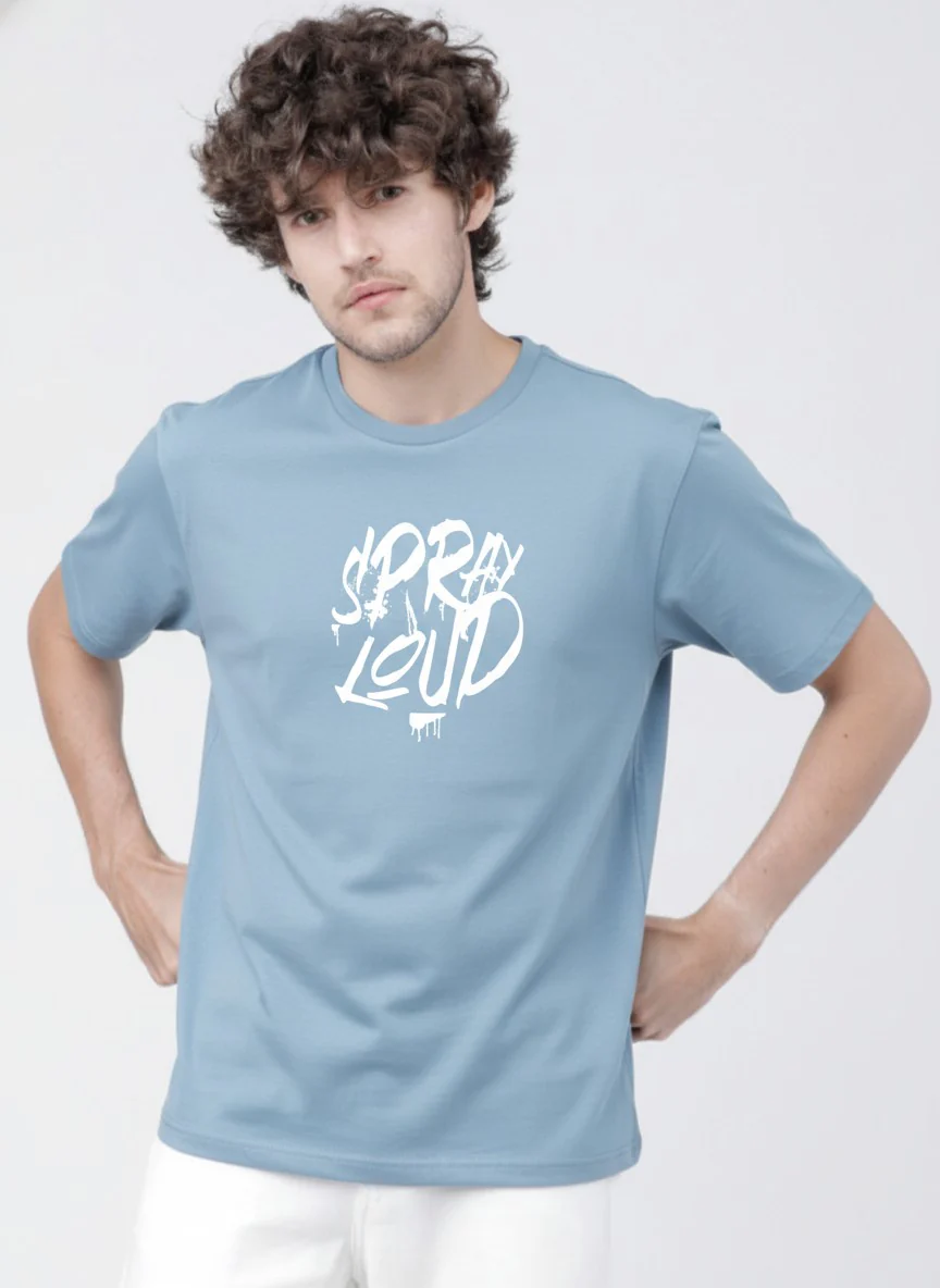 Men Cotton Ice Blue T-Shirt - Image 5