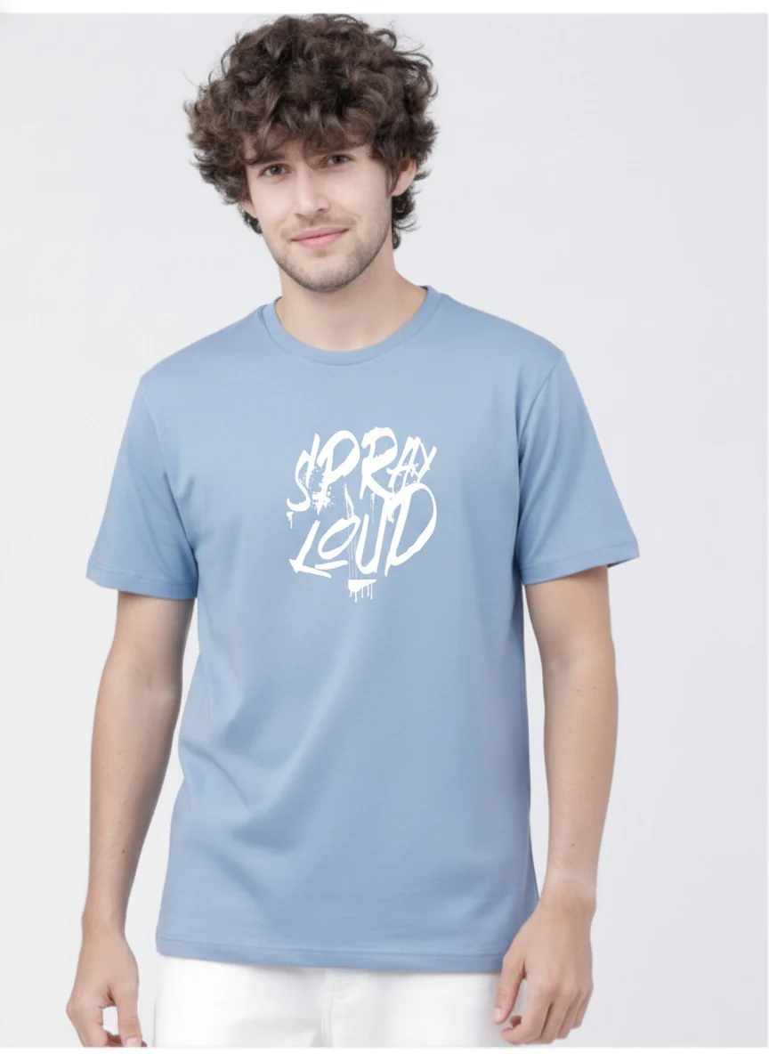 Men Cotton Ice Blue T-Shirt - Image 6