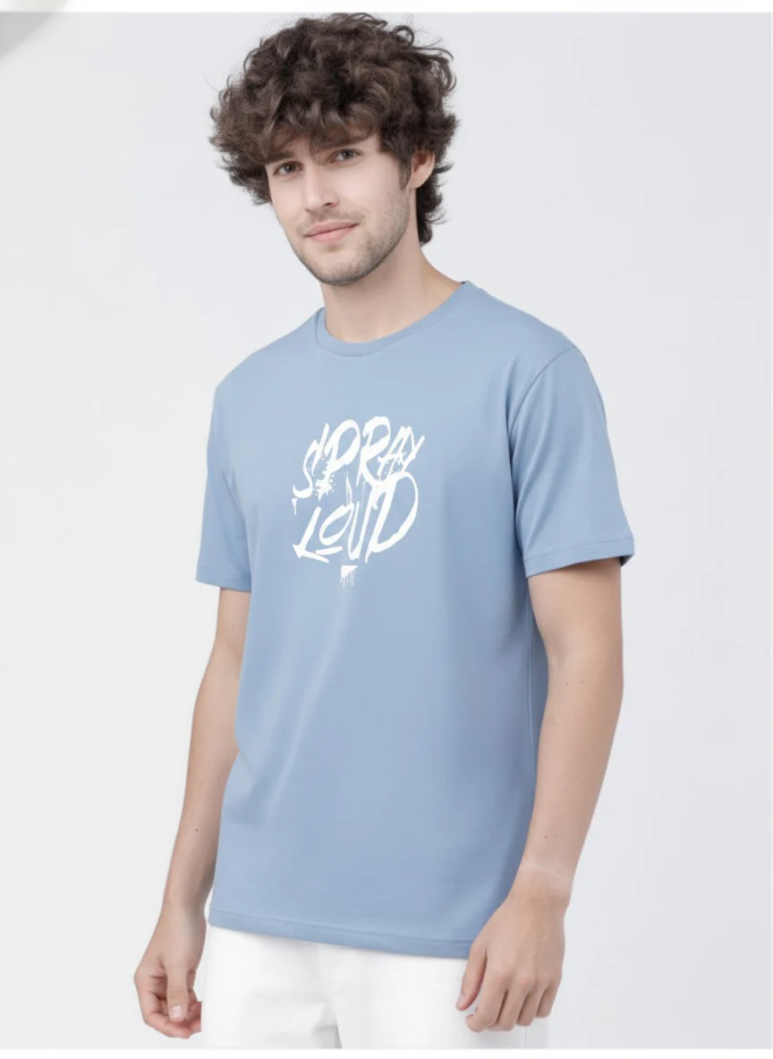 Men Cotton Ice Blue T-Shirt - Image 7
