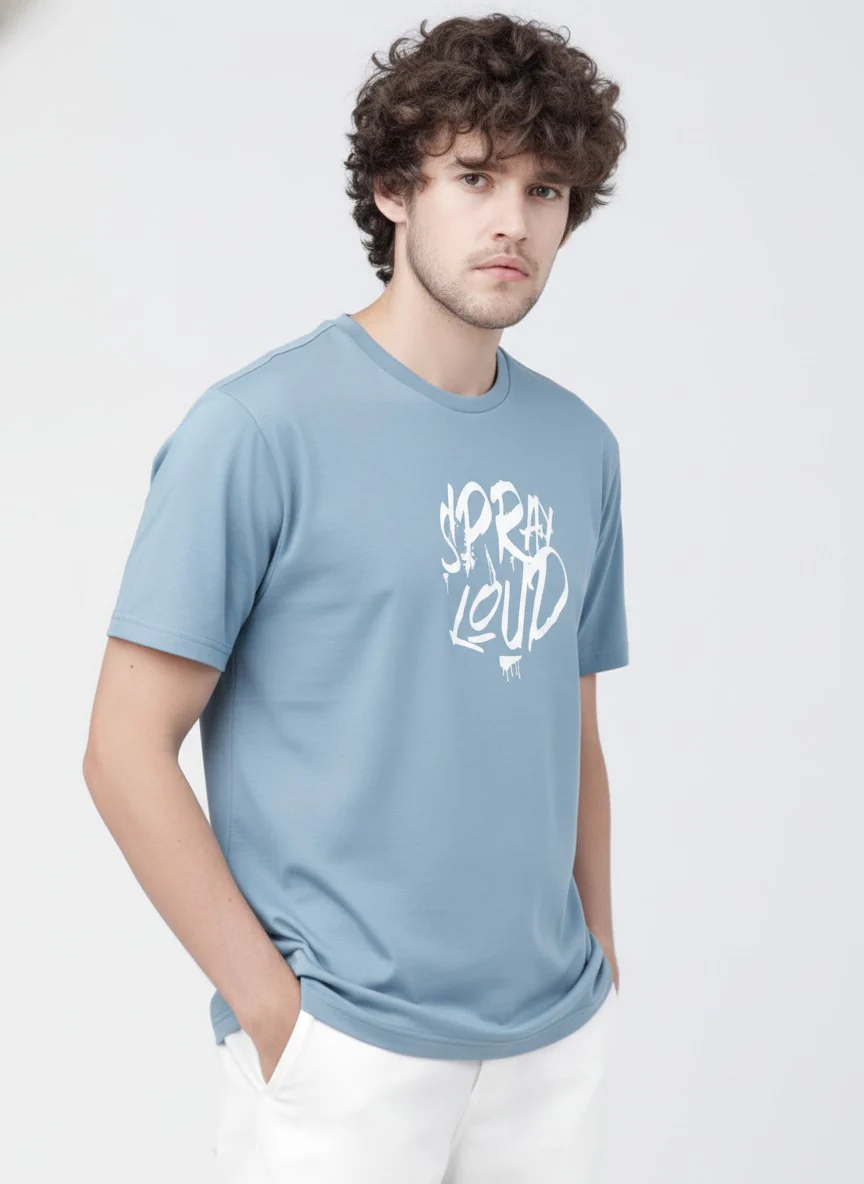 Men Cotton Ice Blue T-Shirt - Image 8