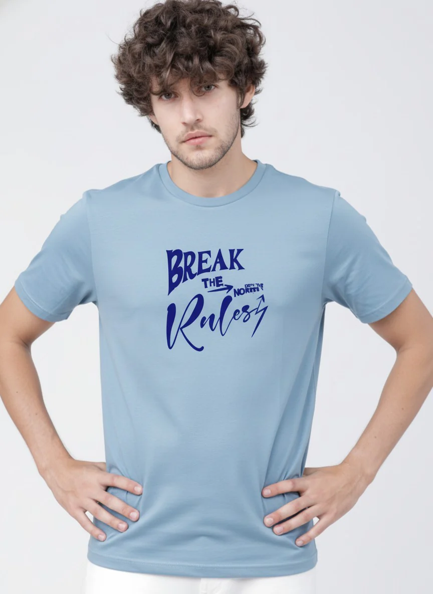 Men Cotton Ice Blue T-Shirt - Image 2