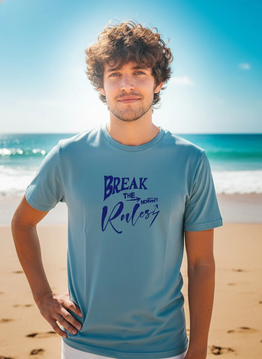 Men Cotton Ice Blue T-Shirt - Image 7