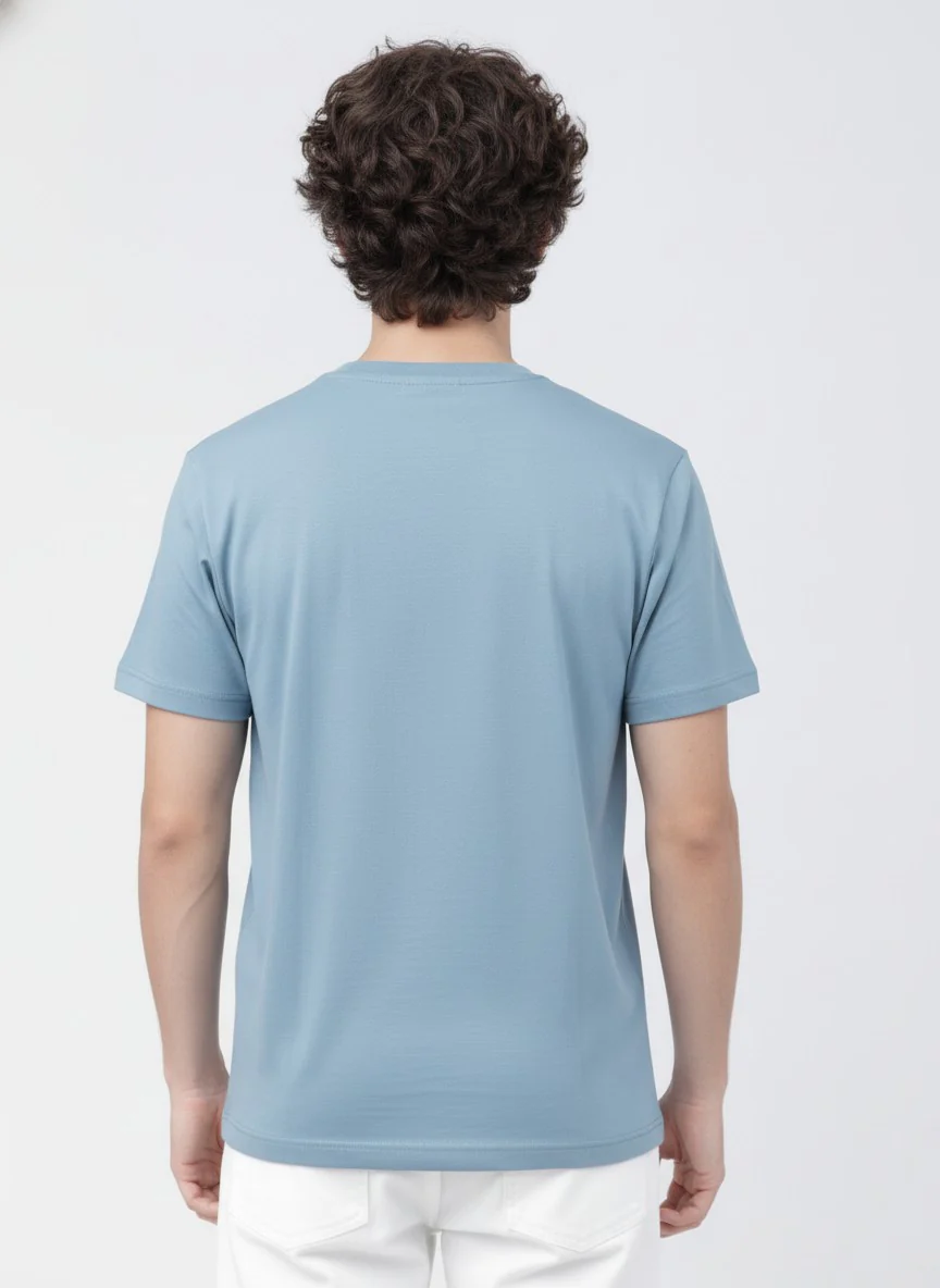 Men Cotton Ice Blue T-Shirt - Image 8