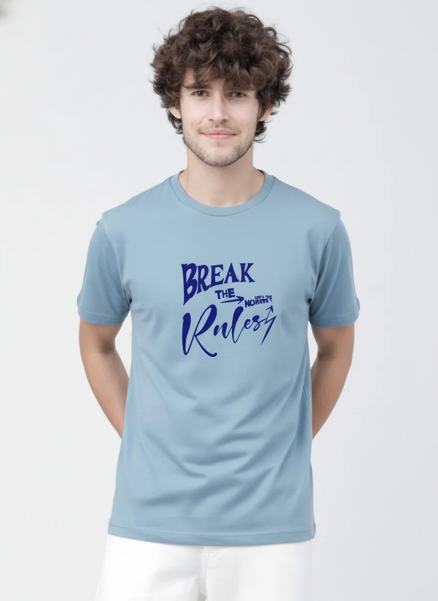 Men Cotton Ice Blue T-Shirt - Image 9