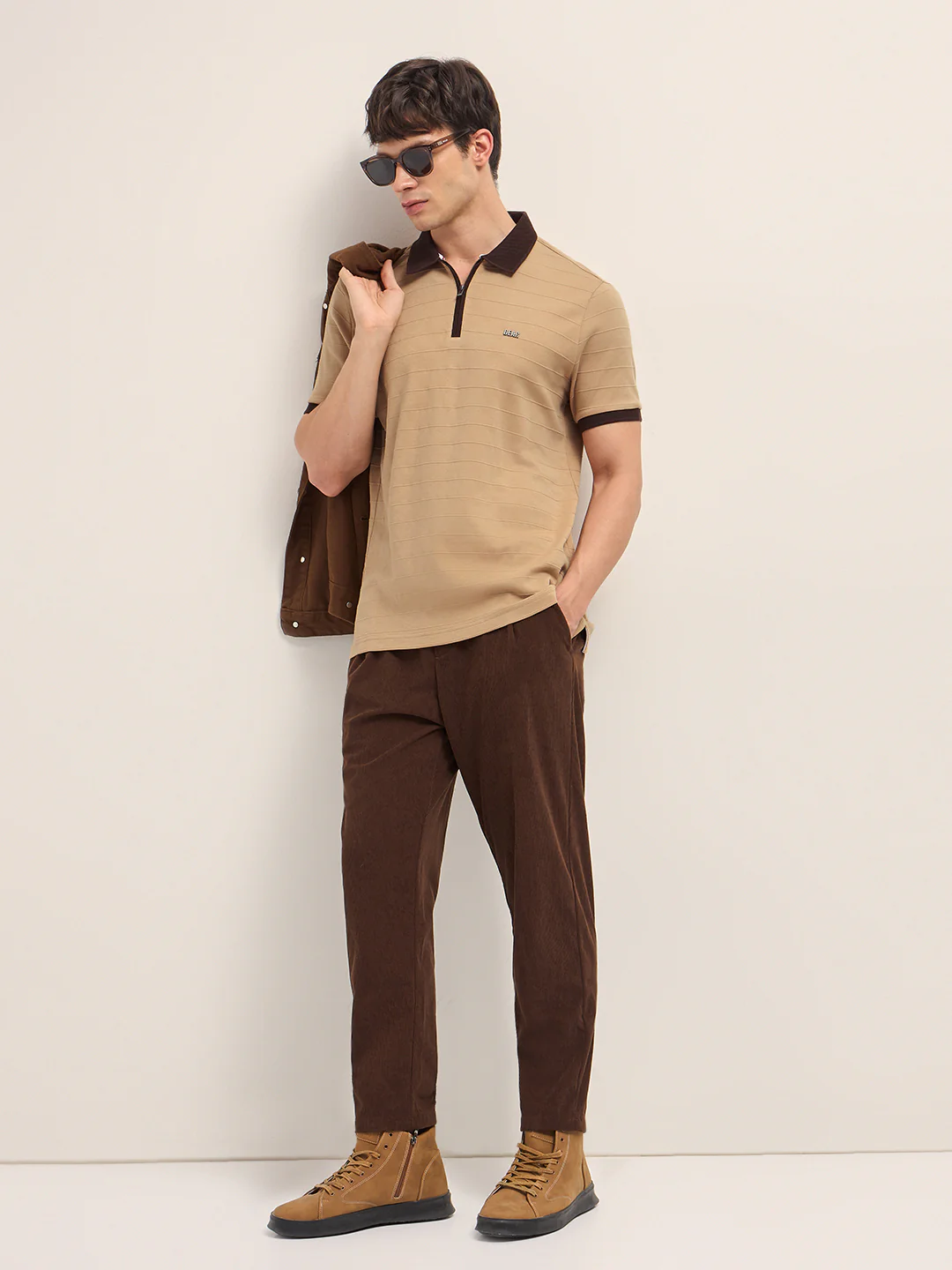 Men Cotton Knitted Striped Polo T-Shirt - Image 4