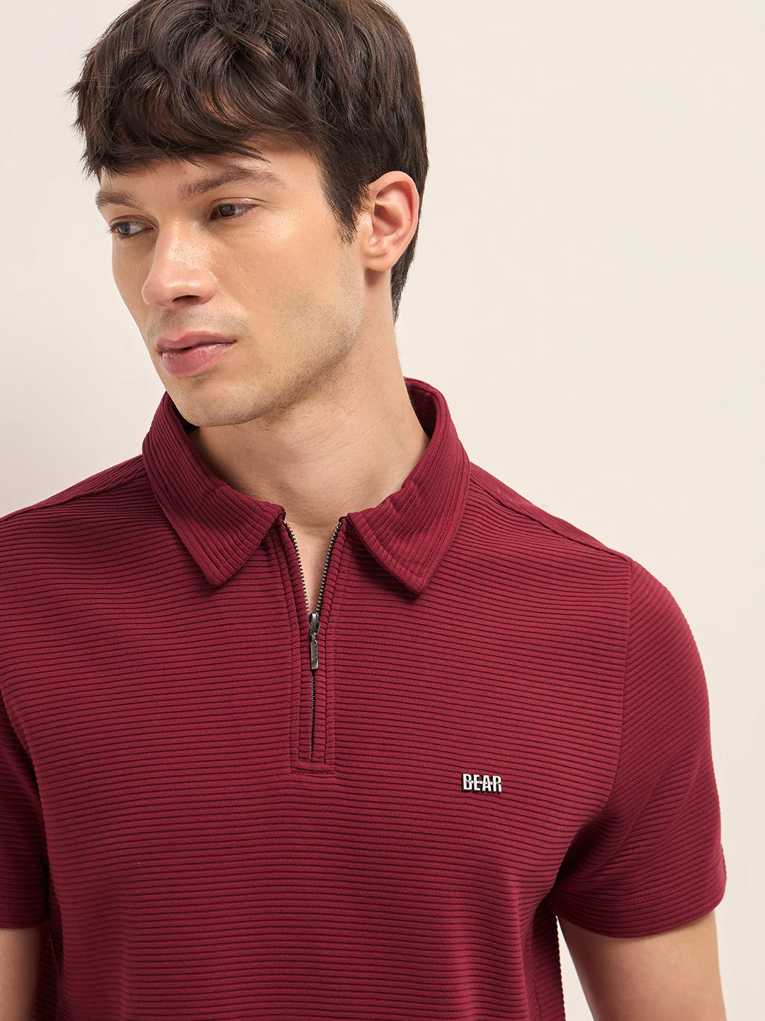 Men Cotton Knitted Striped Polo T-Shirt - Image 5