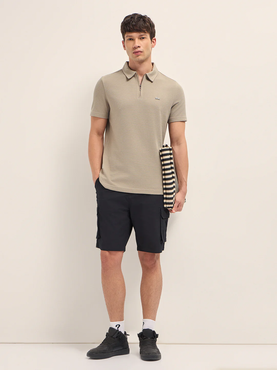 Men Cotton Knitted Striped Polo T-Shirt - Image 4
