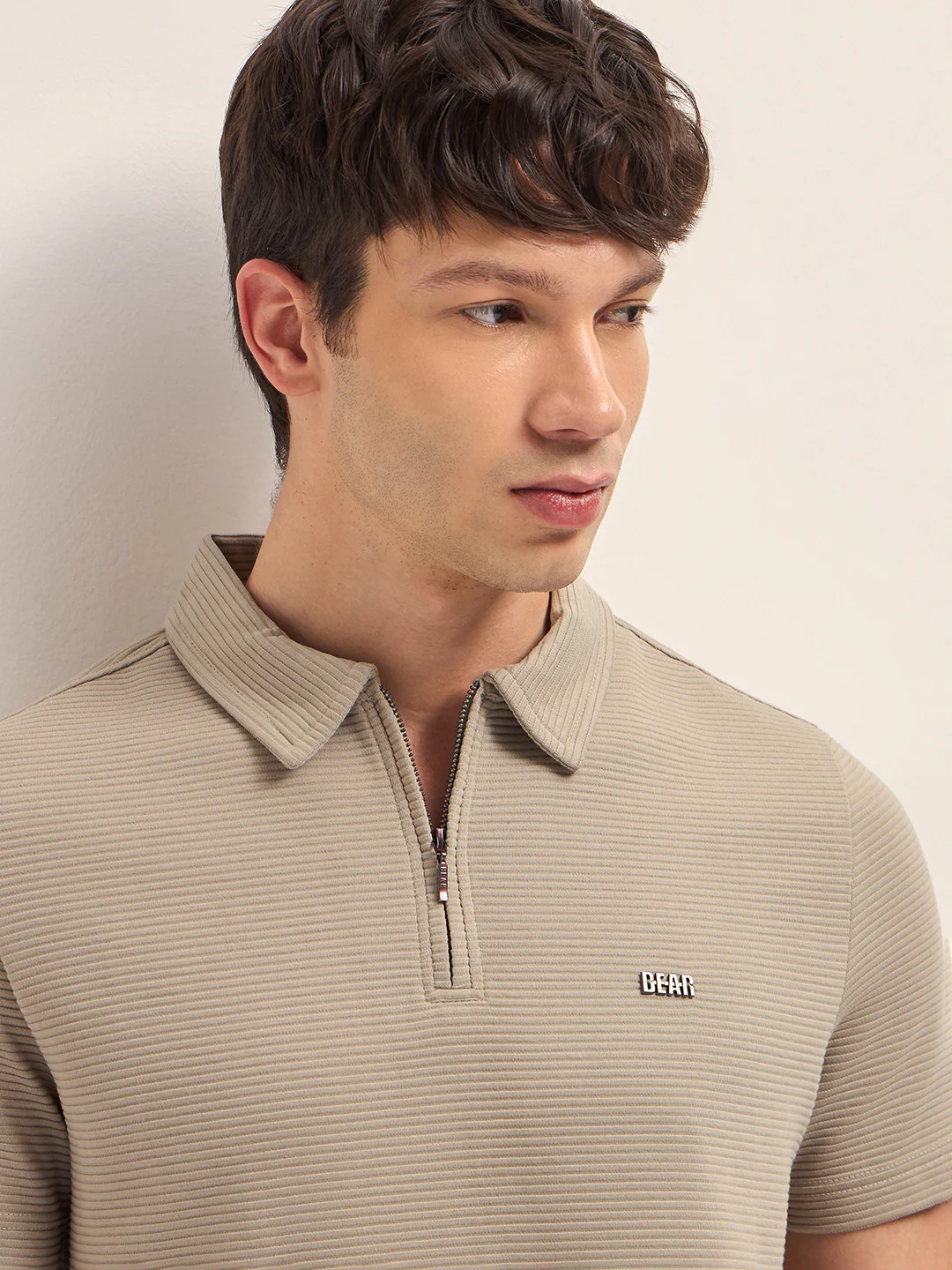 Men Cotton Knitted Striped Polo T-Shirt - Image 5