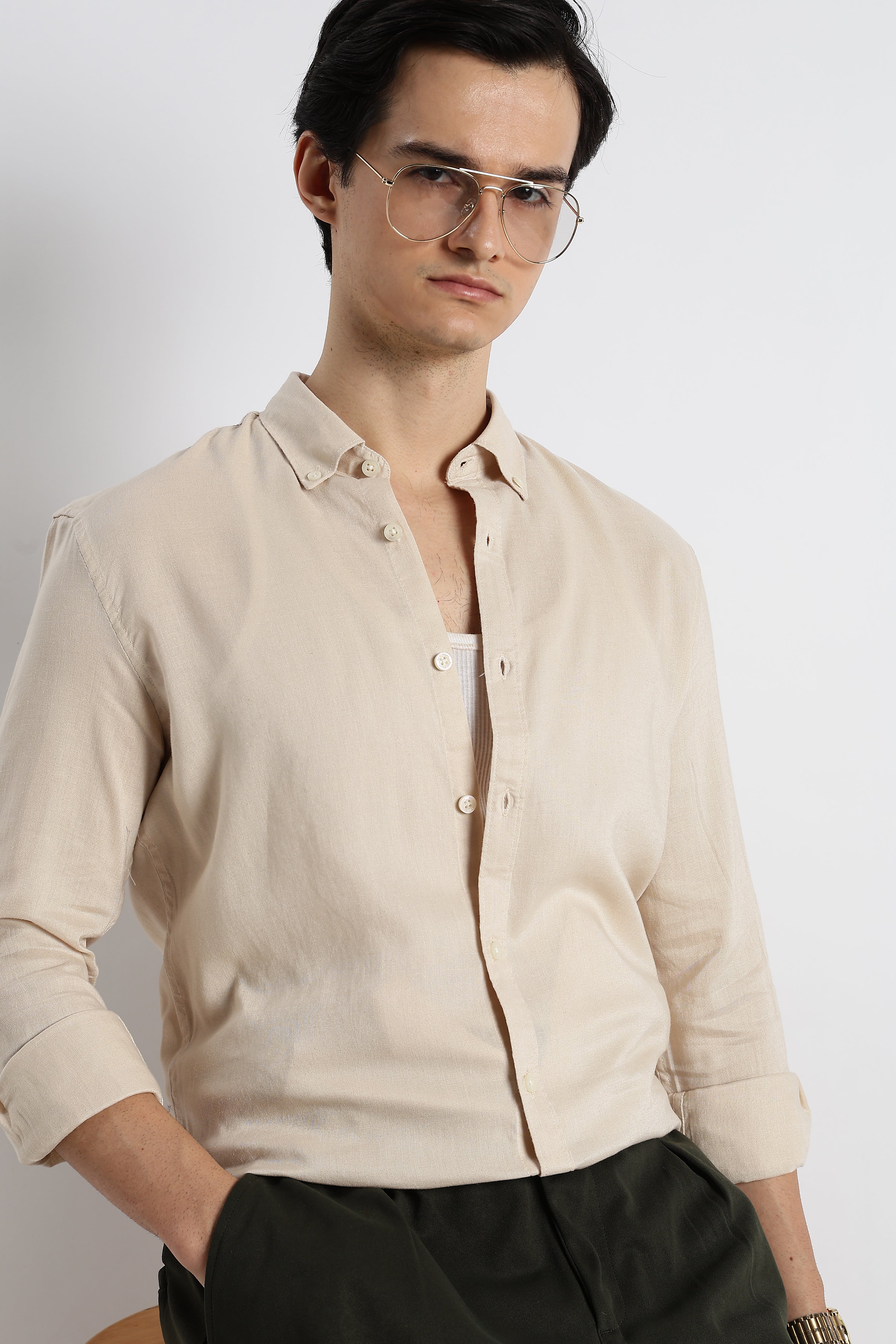 Men Cotton-Linen Shirt - Image 11