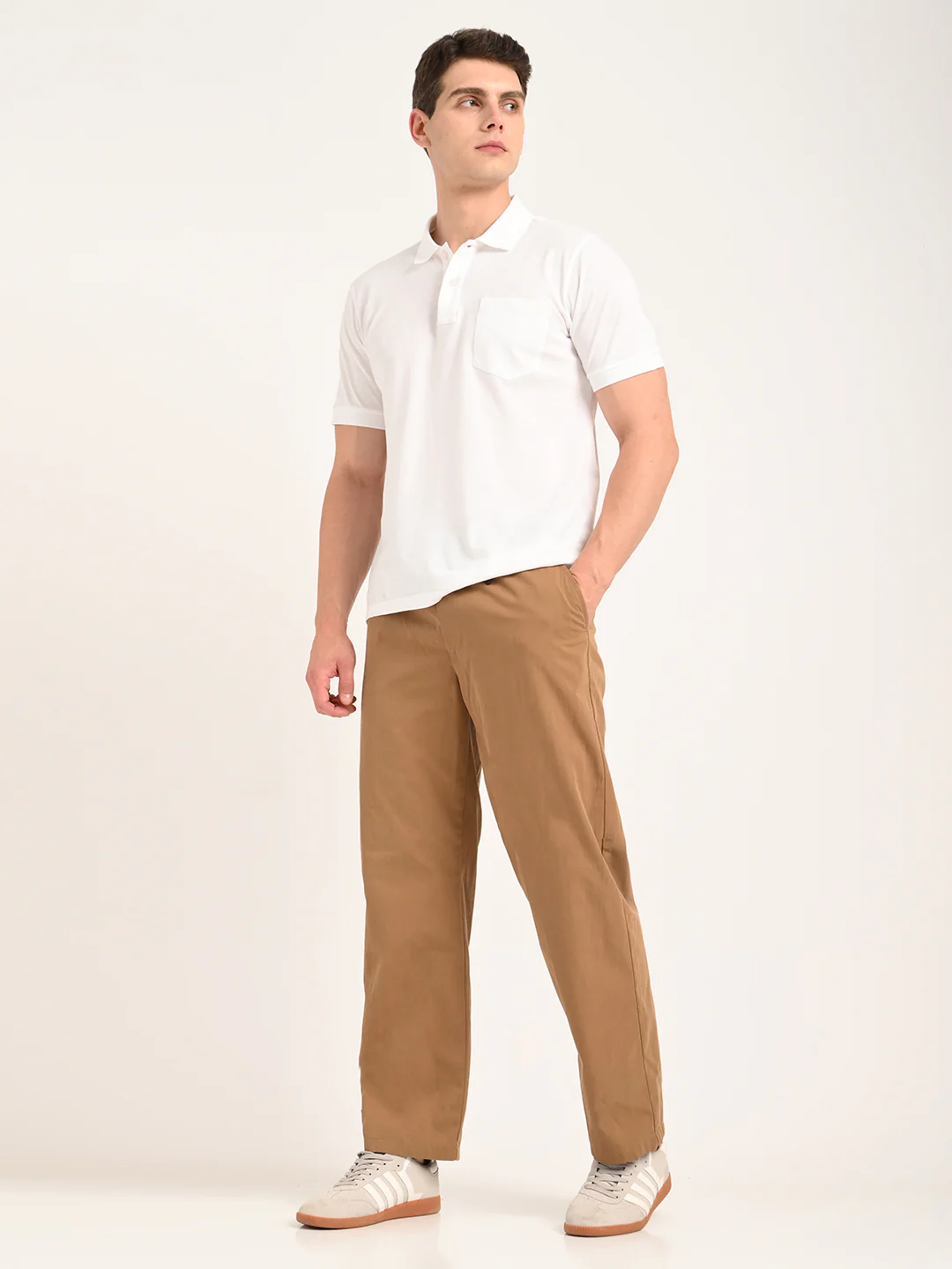 Men Cotton Pajama-Style Trousers with Drawcord - Image 2