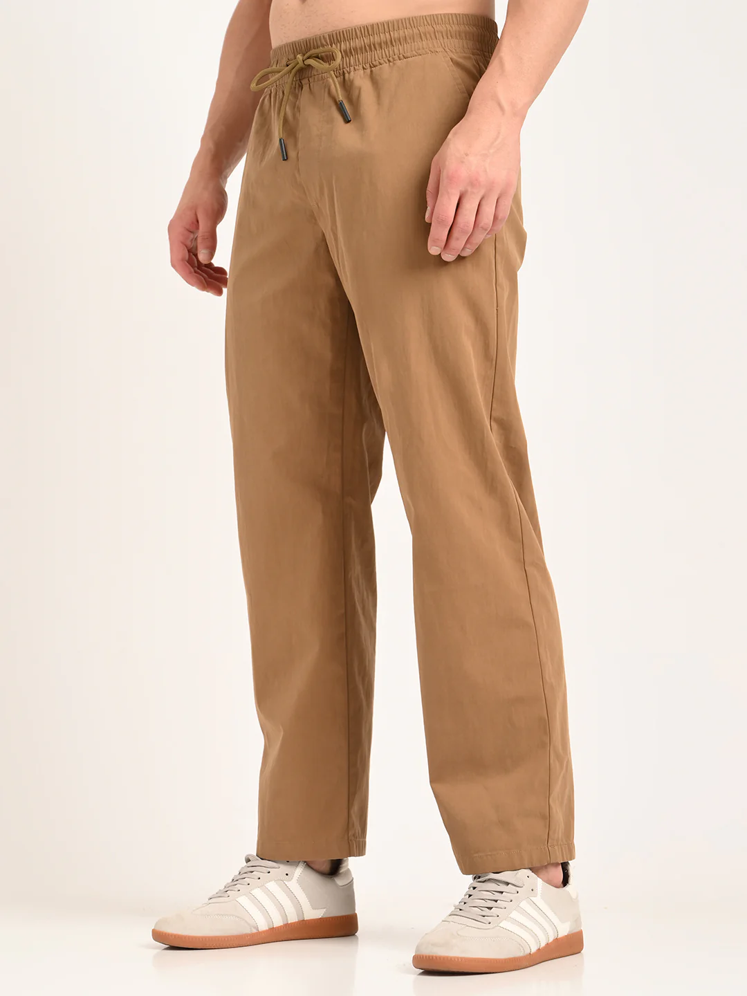 Men Cotton Pajama-Style Trousers with Drawcord - Image 4