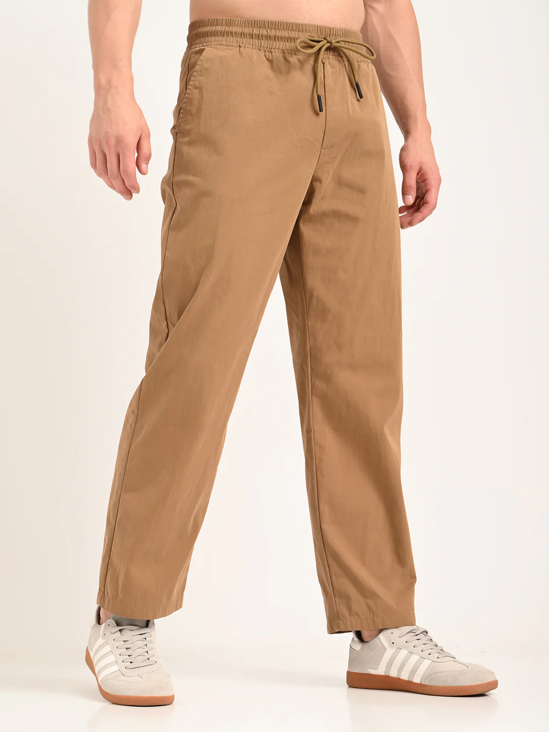 Men Cotton Pajama-Style Trousers with Drawcord - Image 5