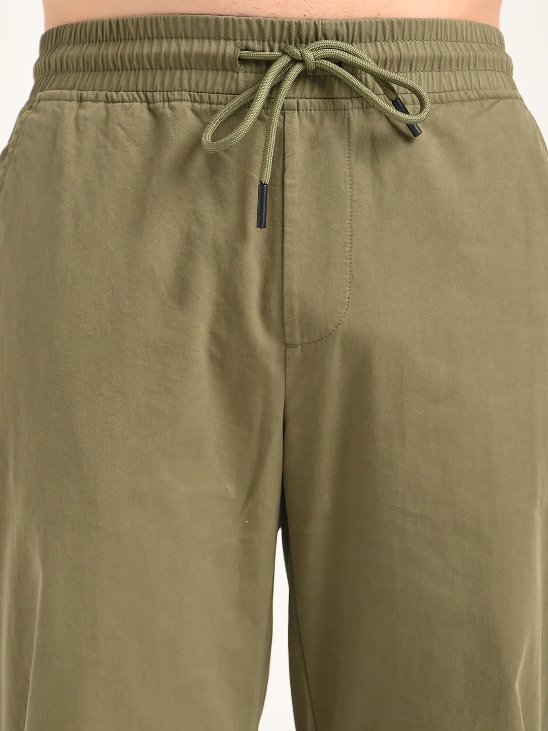 Men Cotton Pajama-Style Trousers with Drawcord - Image 6