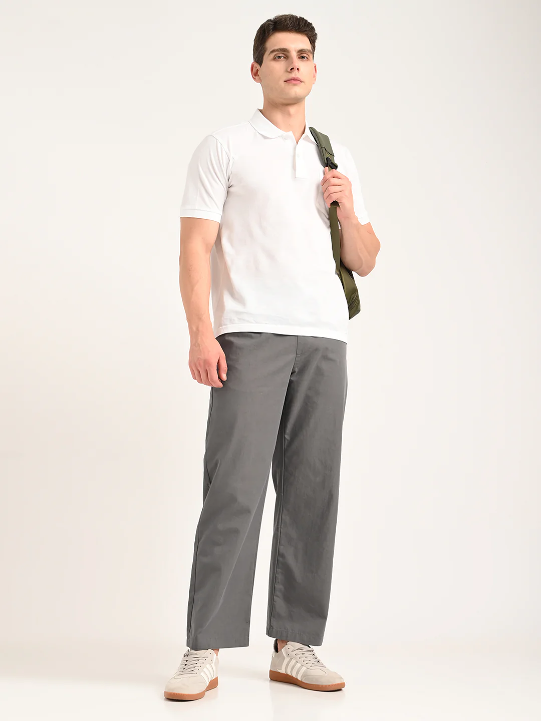 Men Cotton Pajama-Style Trousers with Drawcord - Image 2