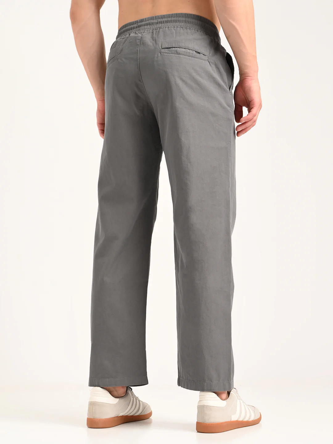Men Cotton Pajama-Style Trousers with Drawcord - Image 3