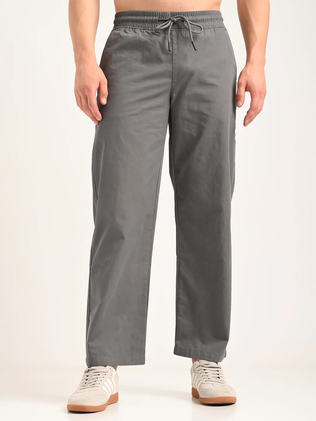 Men Cotton Pajama-Style Trousers with Drawcord - Image 4