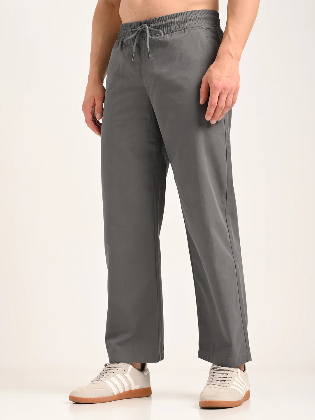 Men Cotton Pajama-Style Trousers with Drawcord - Image 5