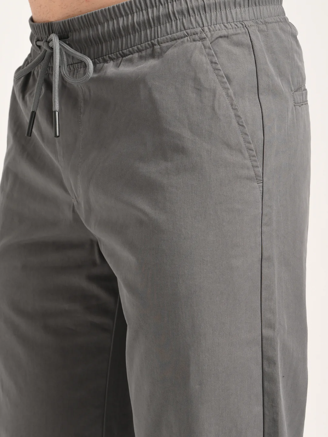 Men Cotton Pajama-Style Trousers with Drawcord - Image 6