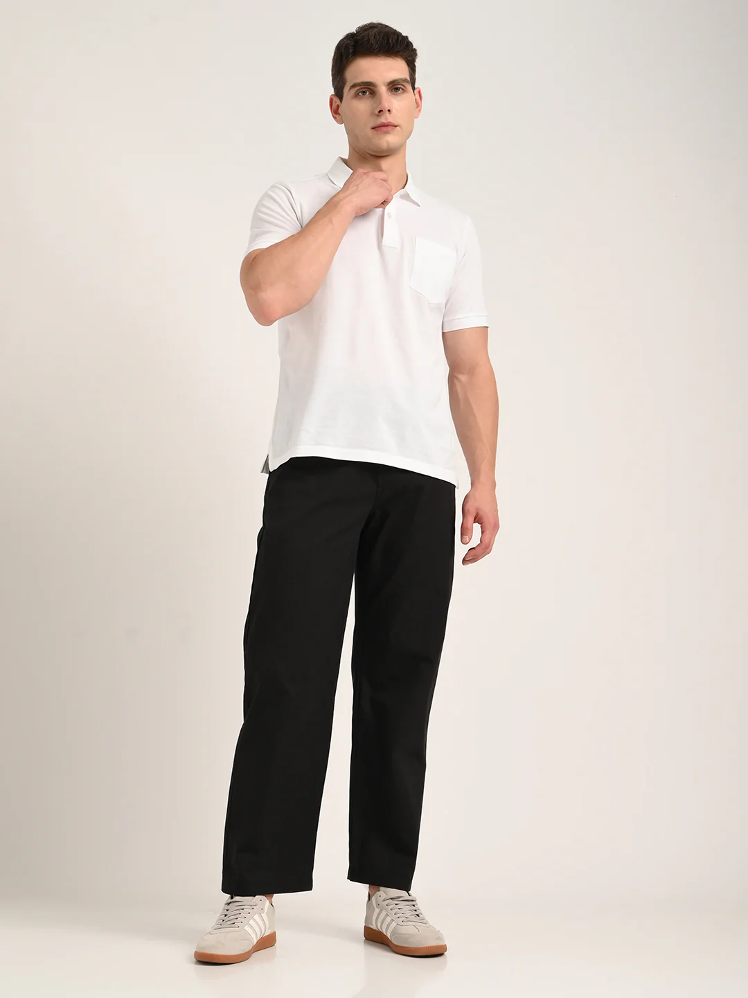 Men Cotton Pajama-Style Trousers with Drawcord - Image 2