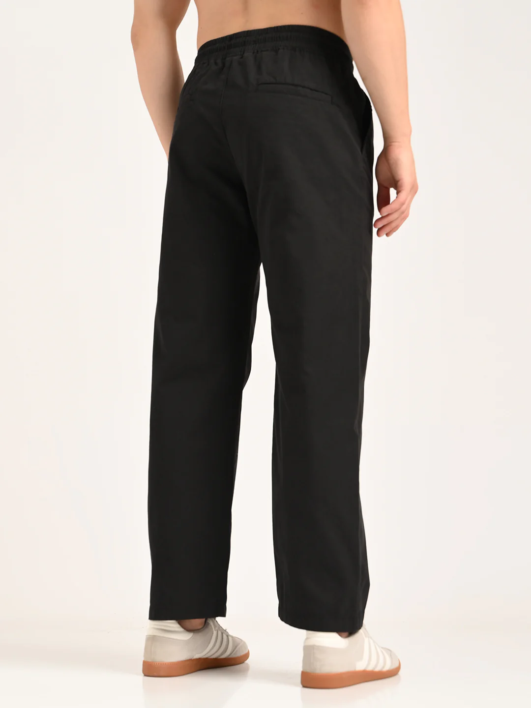 Men Cotton Pajama-Style Trousers with Drawcord - Image 3
