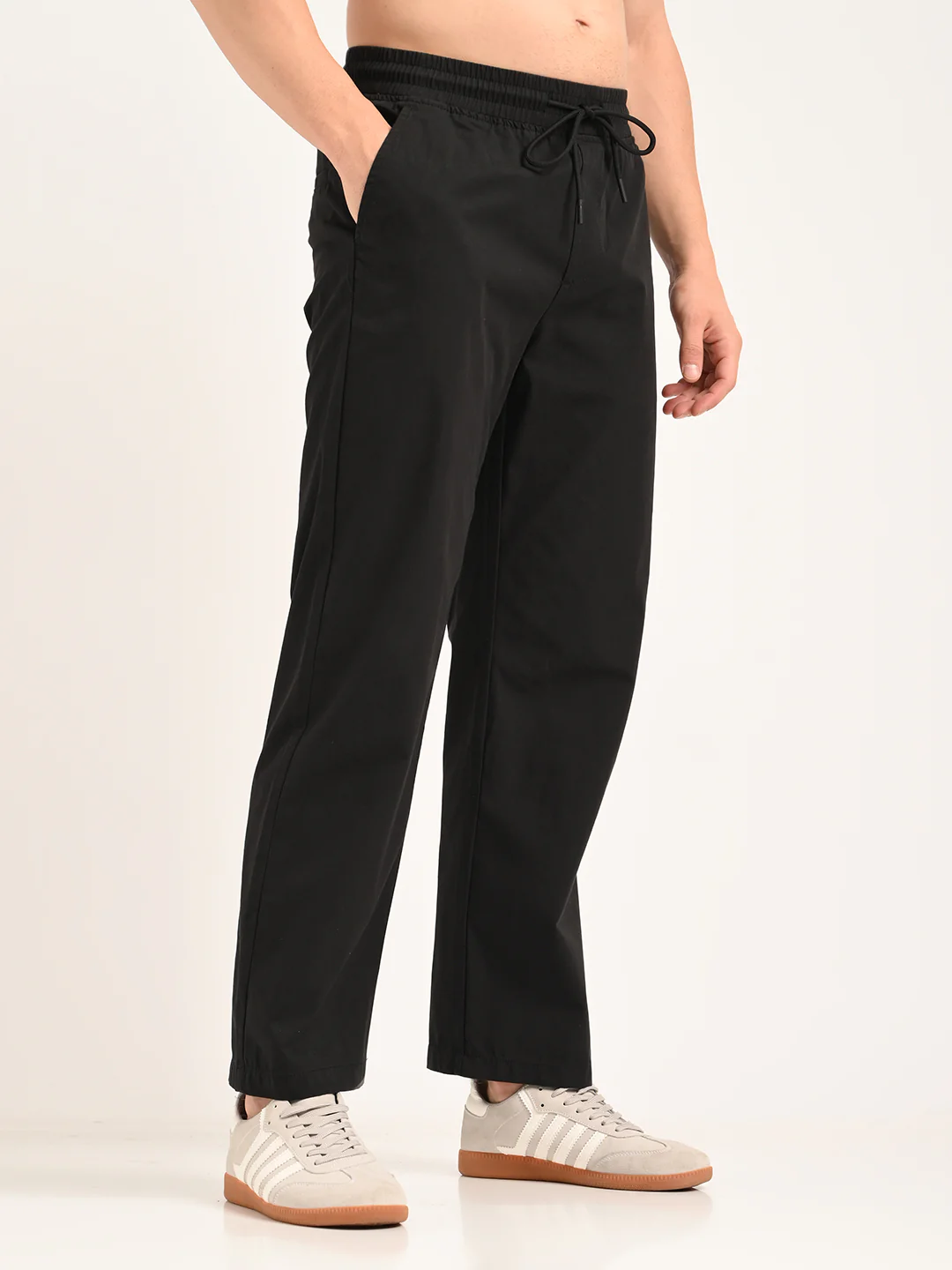 Men Cotton Pajama-Style Trousers with Drawcord - Image 5
