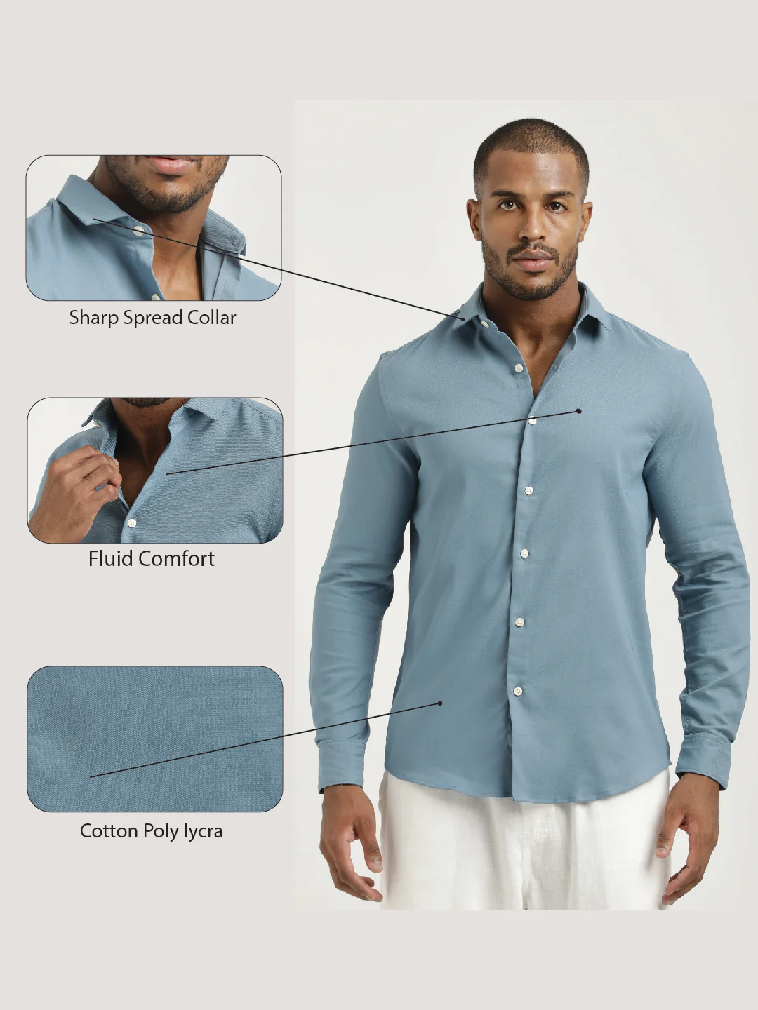 Men Cotton-Poly Lycra Blend Shirt - Image 2