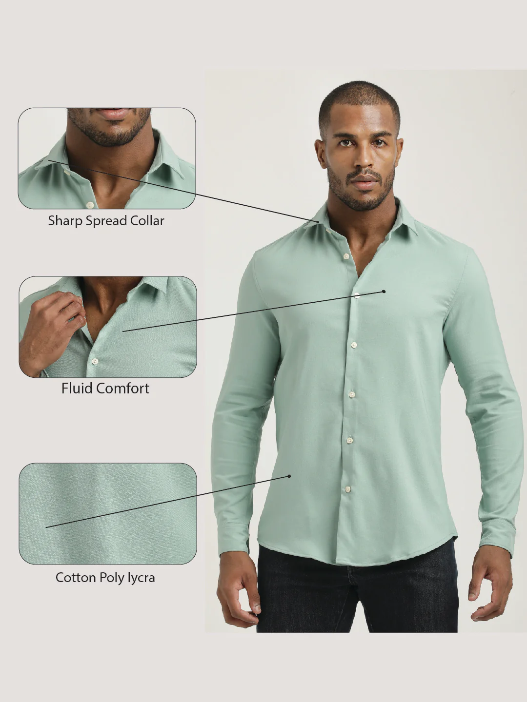 Men Cotton-Poly Lycra Blend Shirt - Image 2