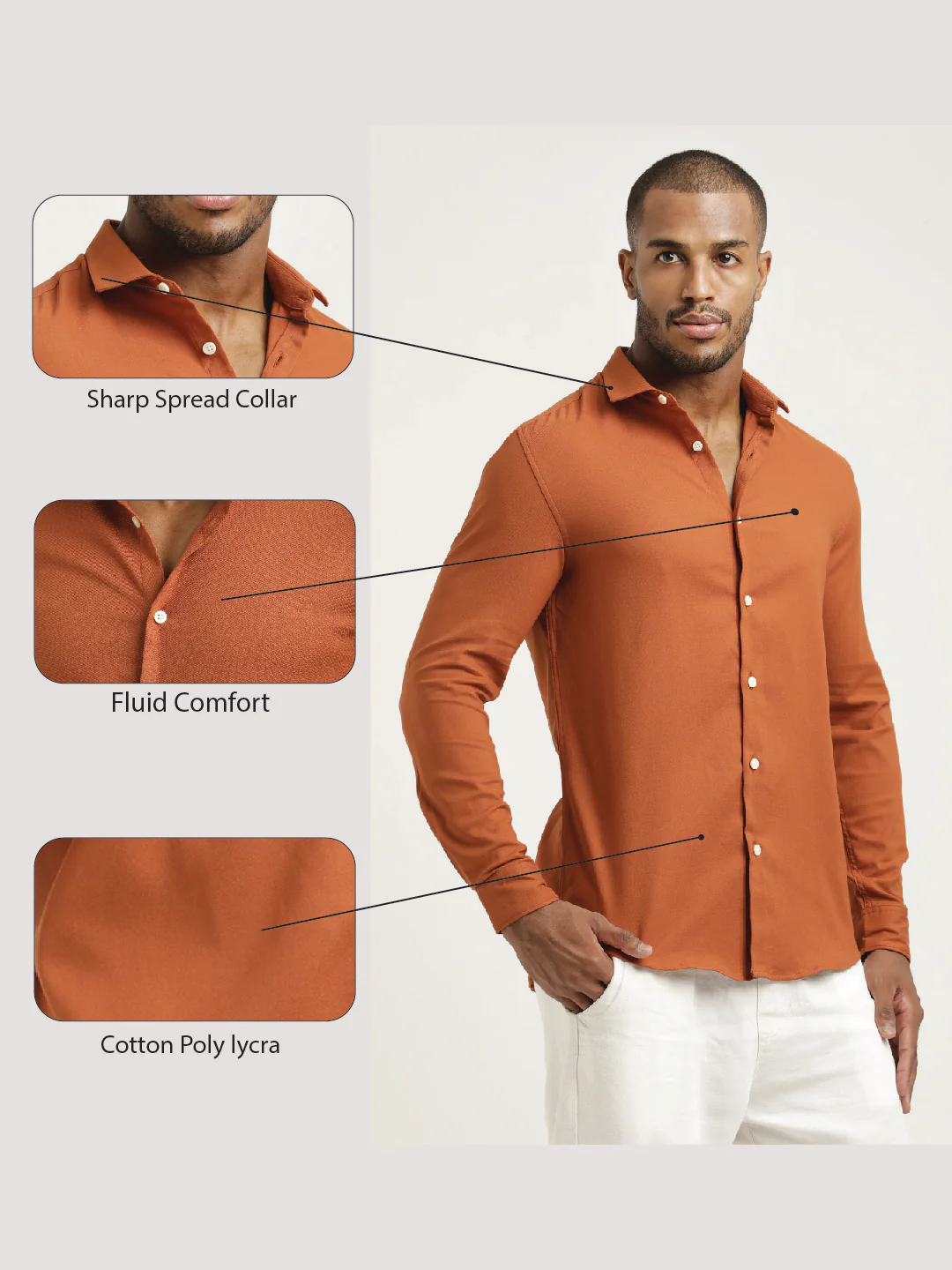 Men Cotton-Poly Lycra Blend Shirt - Image 2