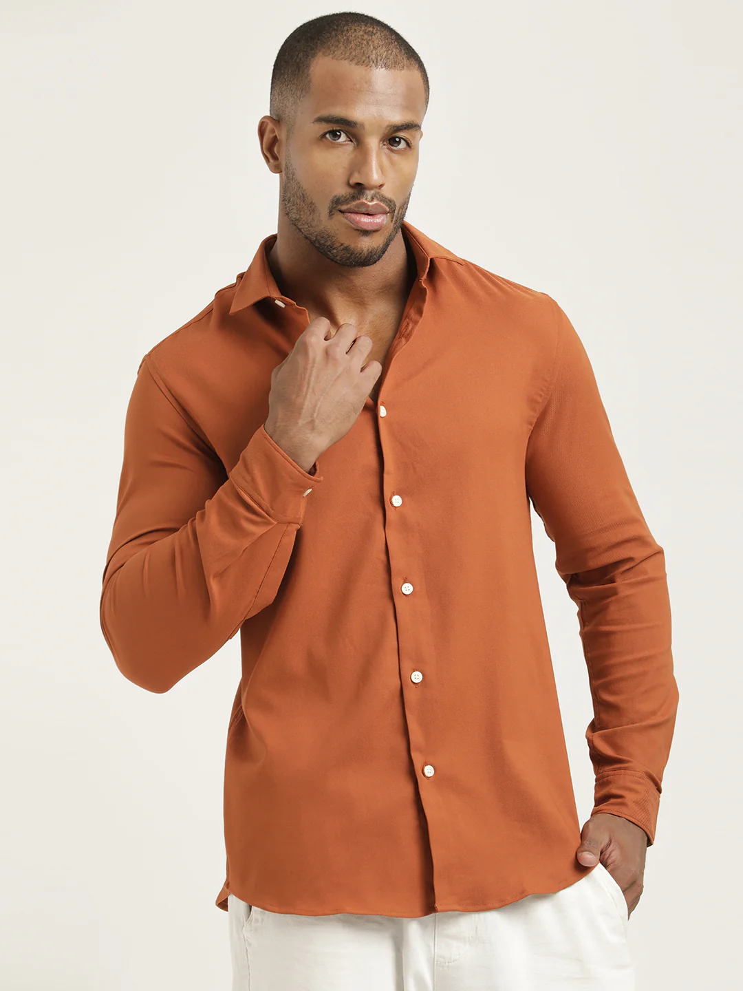 Men Cotton-Poly Lycra Blend Shirt - Image 3