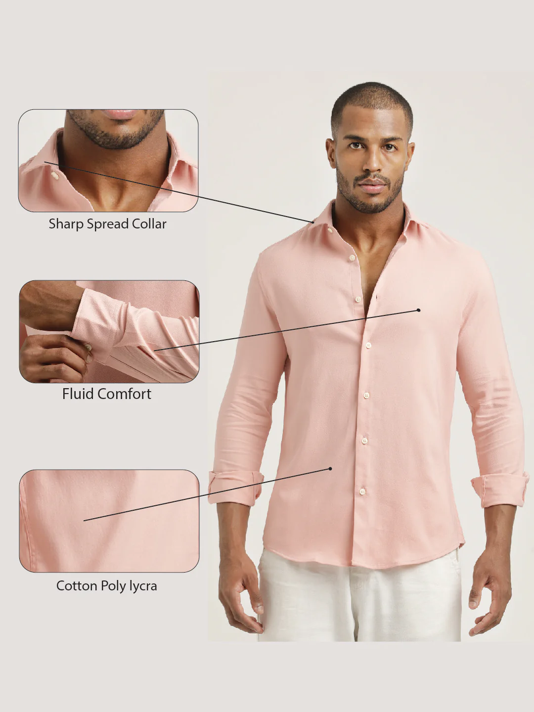 Men Cotton-Poly Lycra Blend Shirt - Image 2