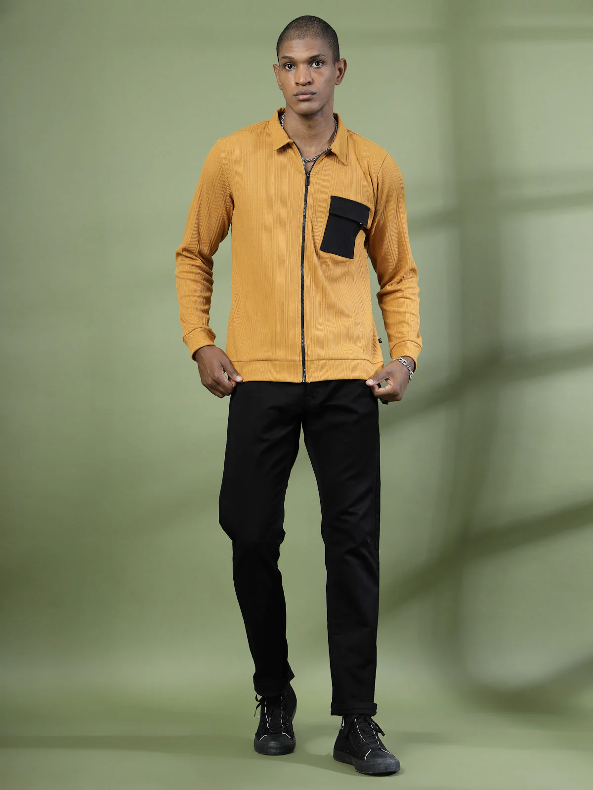 Men Cotton Fabric Rib Relaxed Fit T-Shirt - Image 3