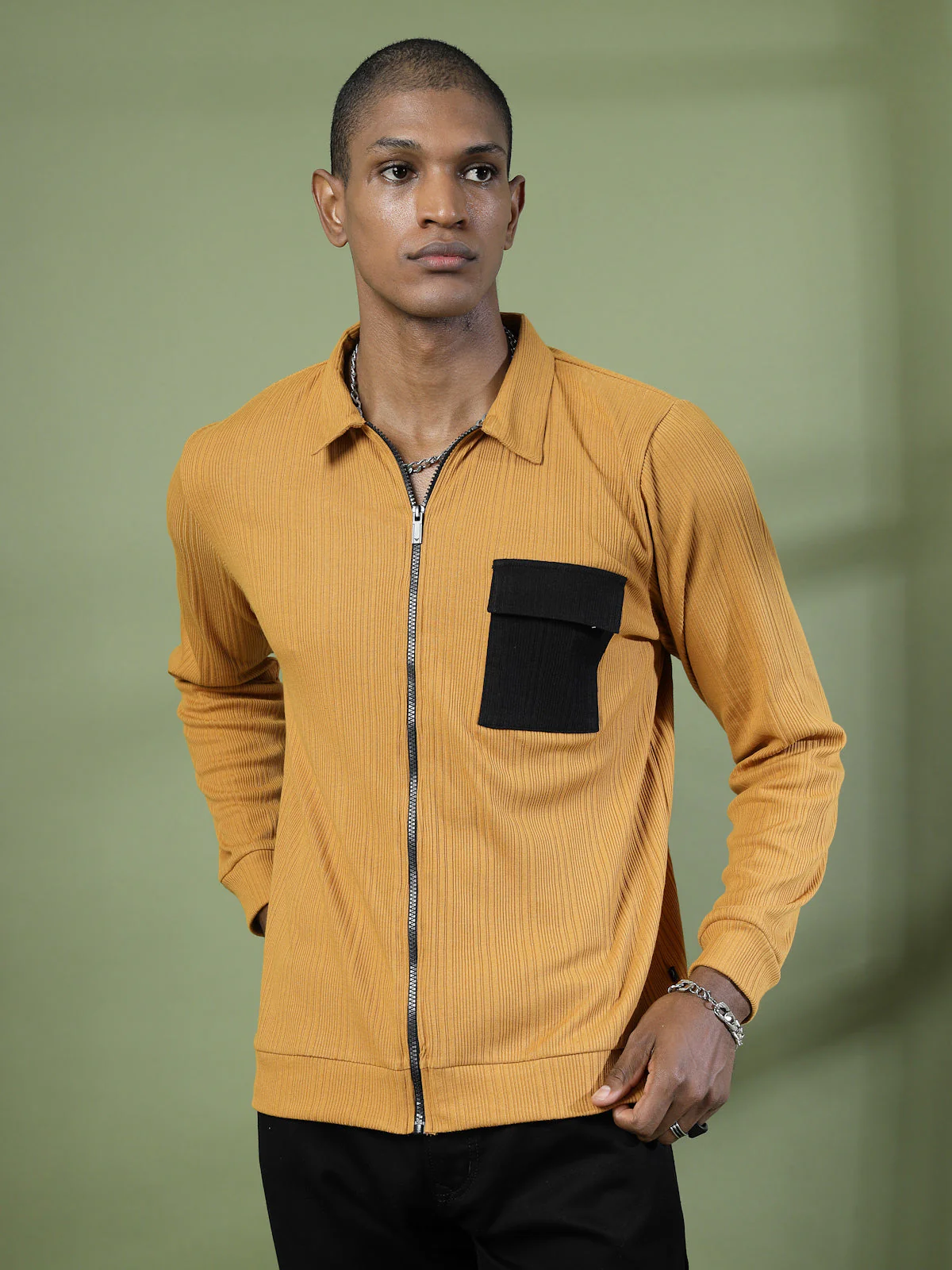 Men Cotton Fabric Rib Relaxed Fit T-Shirt - Image 4